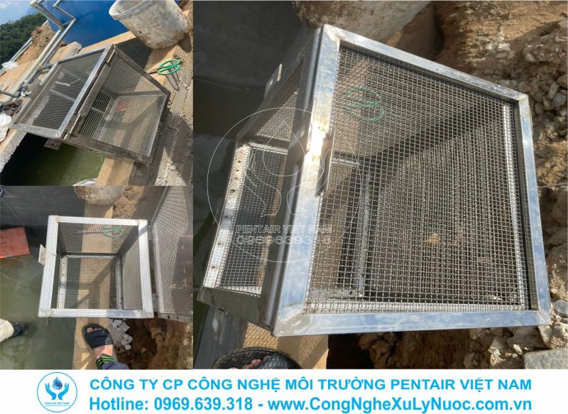 Giỏ chắn rác bằng inox gia công cho hệ thống xử lý nước thải công suất 50m3 tại mỏ quặng sắt Đèo Gió, Ngân Sơn, Bắc Kạn.