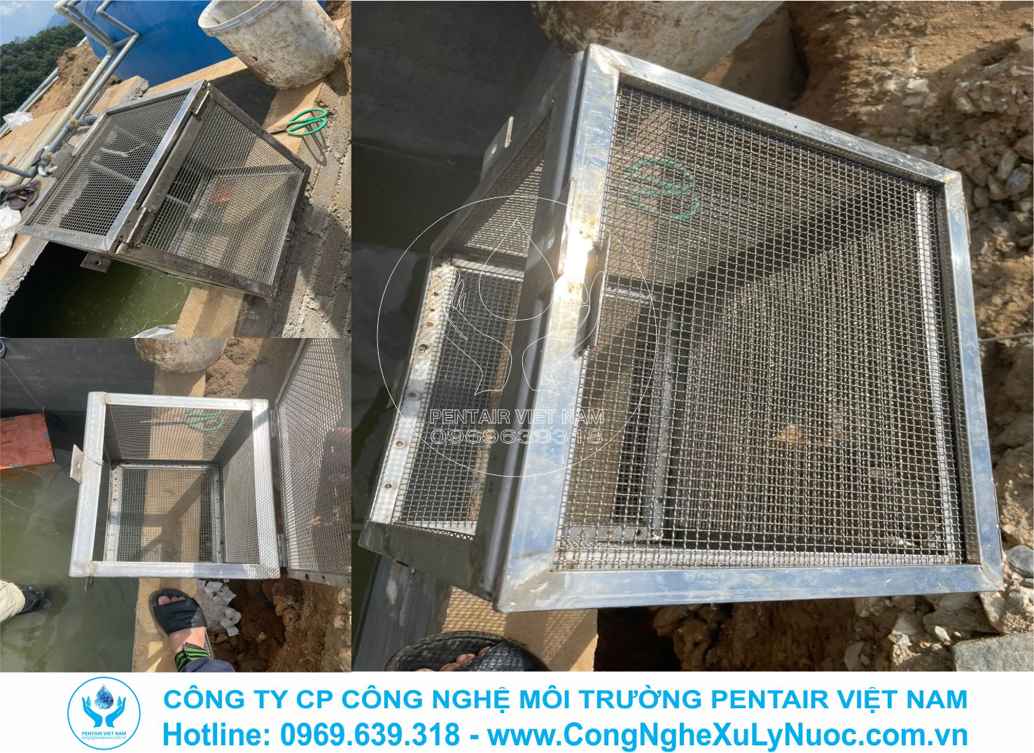 Giỏ chắn rác bằng inox gia công cho hệ thống xử lý nước thải công suất 50m3 tại mỏ quặng sắt Đèo Gió, Ngân Sơn, Bắc Kạn.
