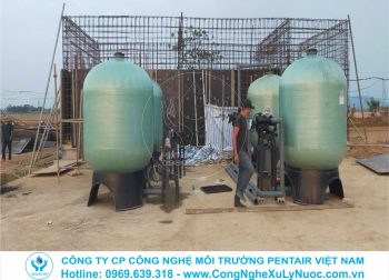 Dãy bồn lọc áp lực bằng composite FRP 4872 trong hệ thống xử lý nước thải sinh hoạt 1000 m3/ngày đêm tại Thanh Hóa.