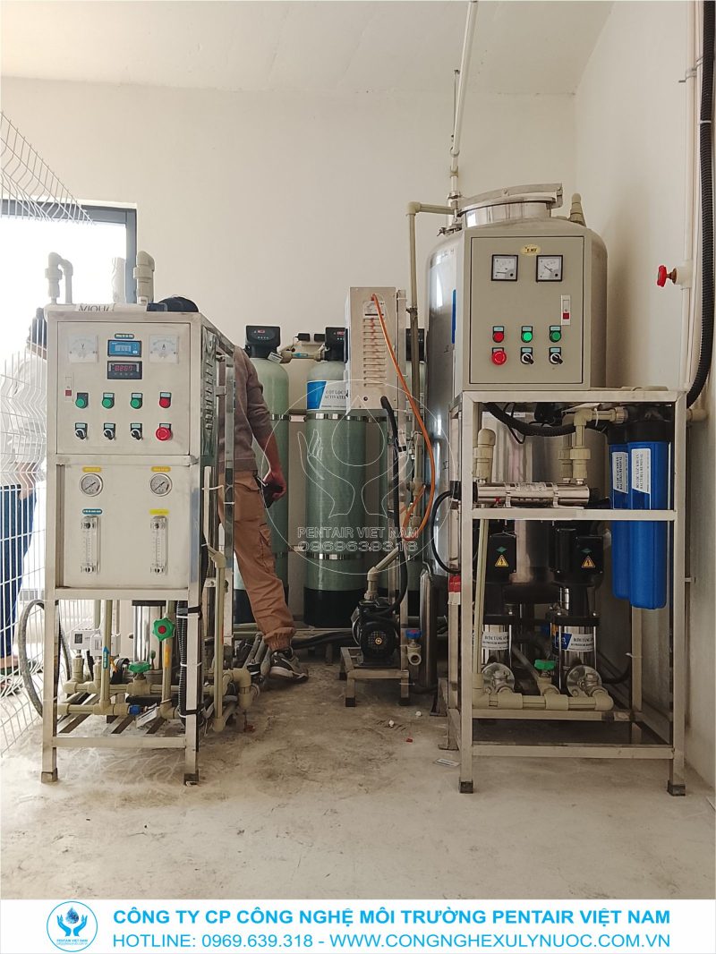 Hệ thống lọc nước RO công suất 600-1400 l/h có đèn UV và máy Ozone tại trường Marie Curie cơ sở Long Biên