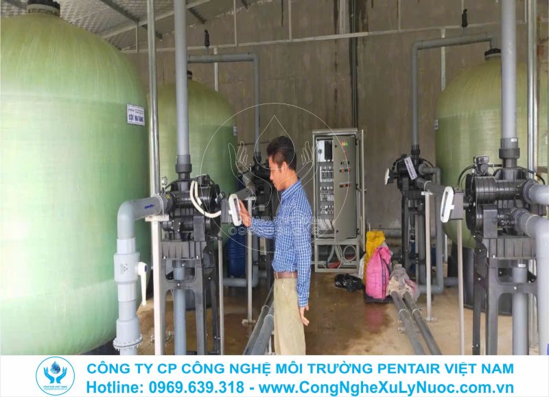 Hình ảnh toàn cảnh hệ thống bể xử lý và thiết bị quan trắc nước thải công suất 1000 m3/ngày đêm tại Cụm công nghiệp Vạn Hà, Thiệu Hóa.