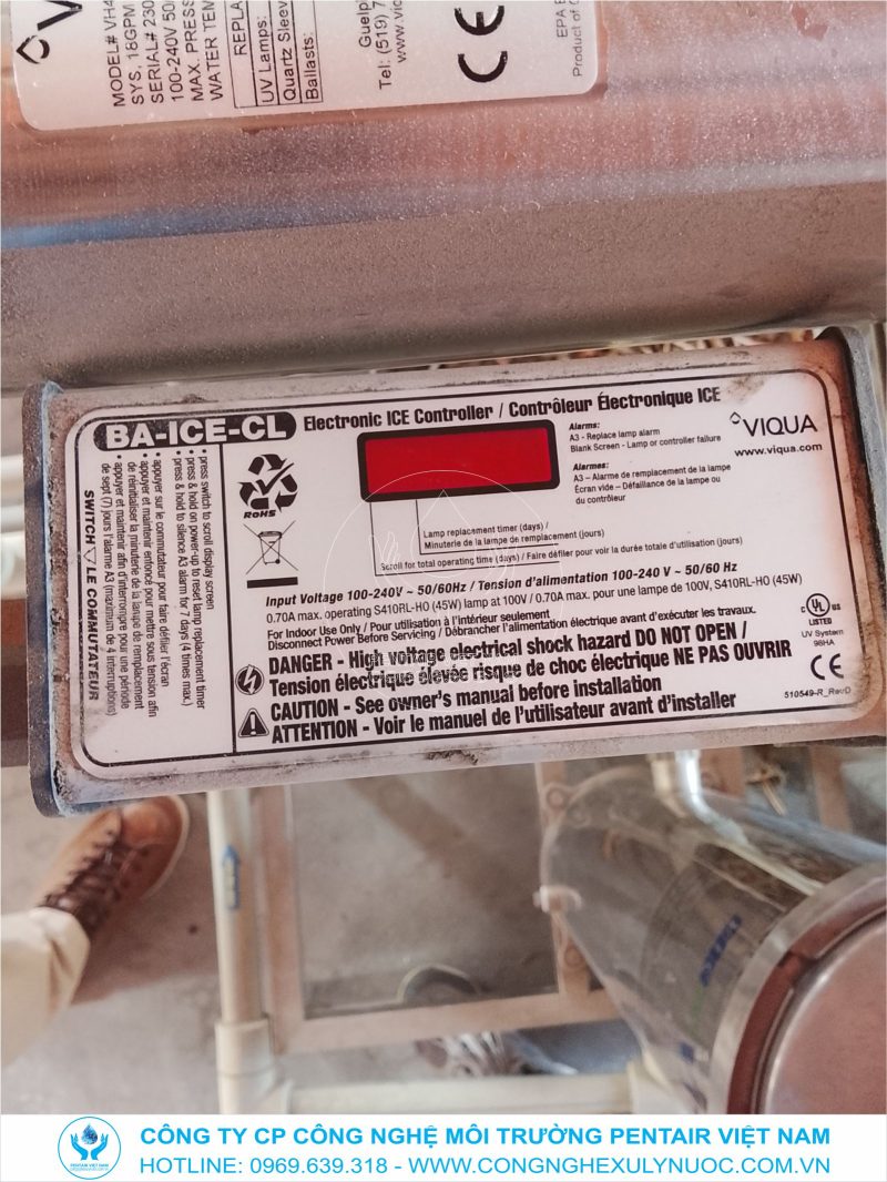 Bộ nguồn điện BA-ICE-SL 45W dùng cho đèn khử trùng UV Viqua VT4/2 lắp đặt tại Trường Marie Curie cơ sở Long Biên.