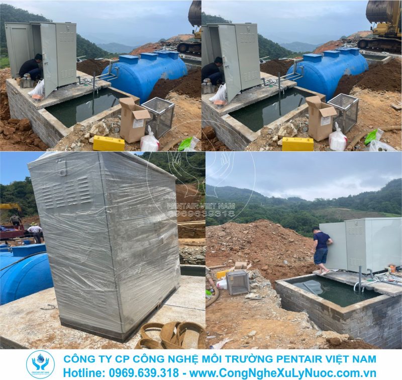 Cận cảnh tủ điện điều khiển trung tâm ngoài trời cho trạm xử lý nước thải công suất 50m3/ngày đêm tại dự án khai thác quặng sắt Đèo Gió, Bắc Kạn.