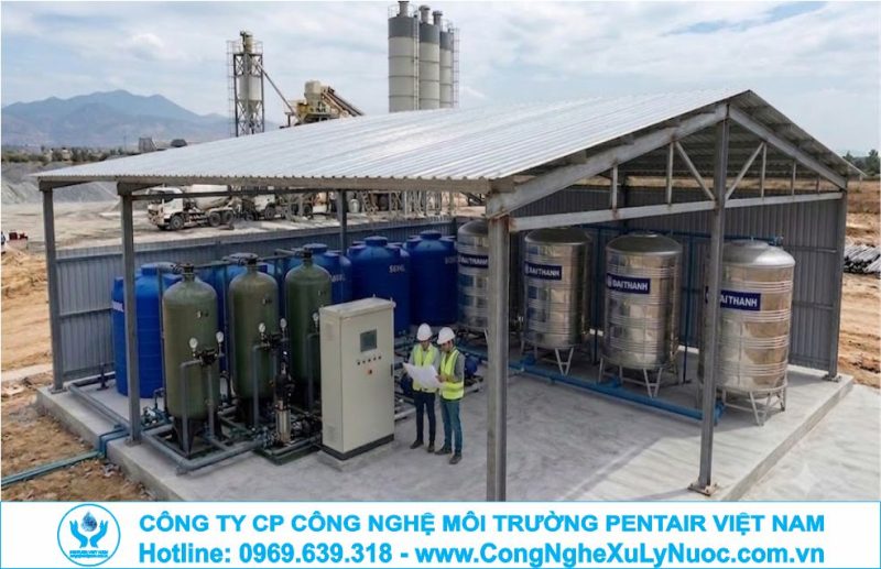 Hệ thống lọc nước Pentair công suất lớn lắp đặt tại trạm trộn bê tông