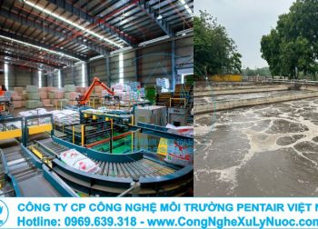 Hệ thống xử lý nước thải nhà máy thức ăn chăn nuôi hiện đại với hệ thống điều khiển tự động hóa.